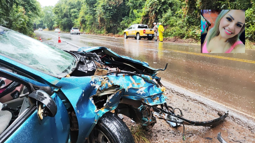 Mulher morre em acidente na ERS 324 em Nova Araçá e ela foi identificada. Ela era passageira do GM Corsa que aquaplanou.