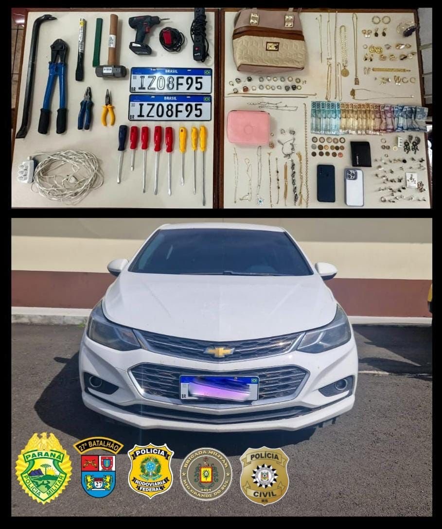 BRIGADA MILITAR, POLÍCIA CIVIL RS, POLÍCIA MILITAR PR 27° BPM E POLÍCIA RODOVIÁRIA FEDERAL RECUPERAM VEÍCULOS E OBJETOS DE FURTO.