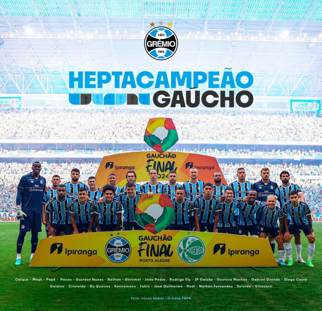 Na tarde deste sábado (06), o Grêmio confirmou seu heptacampeonato, pela segunda vez, decisão foi contra o Juventude.