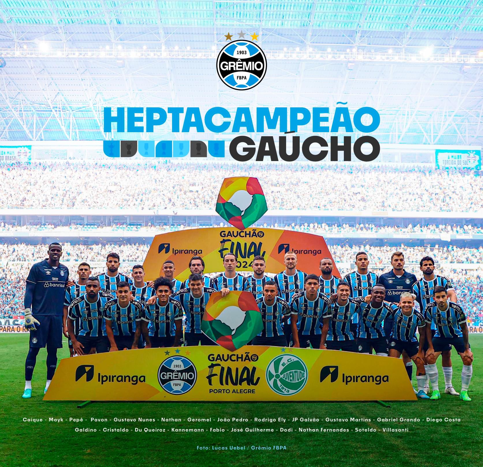 Na tarde deste sábado (06), o Grêmio confirmou seu heptacampeonato, pela segunda vez, decisão foi contra o Juventude.