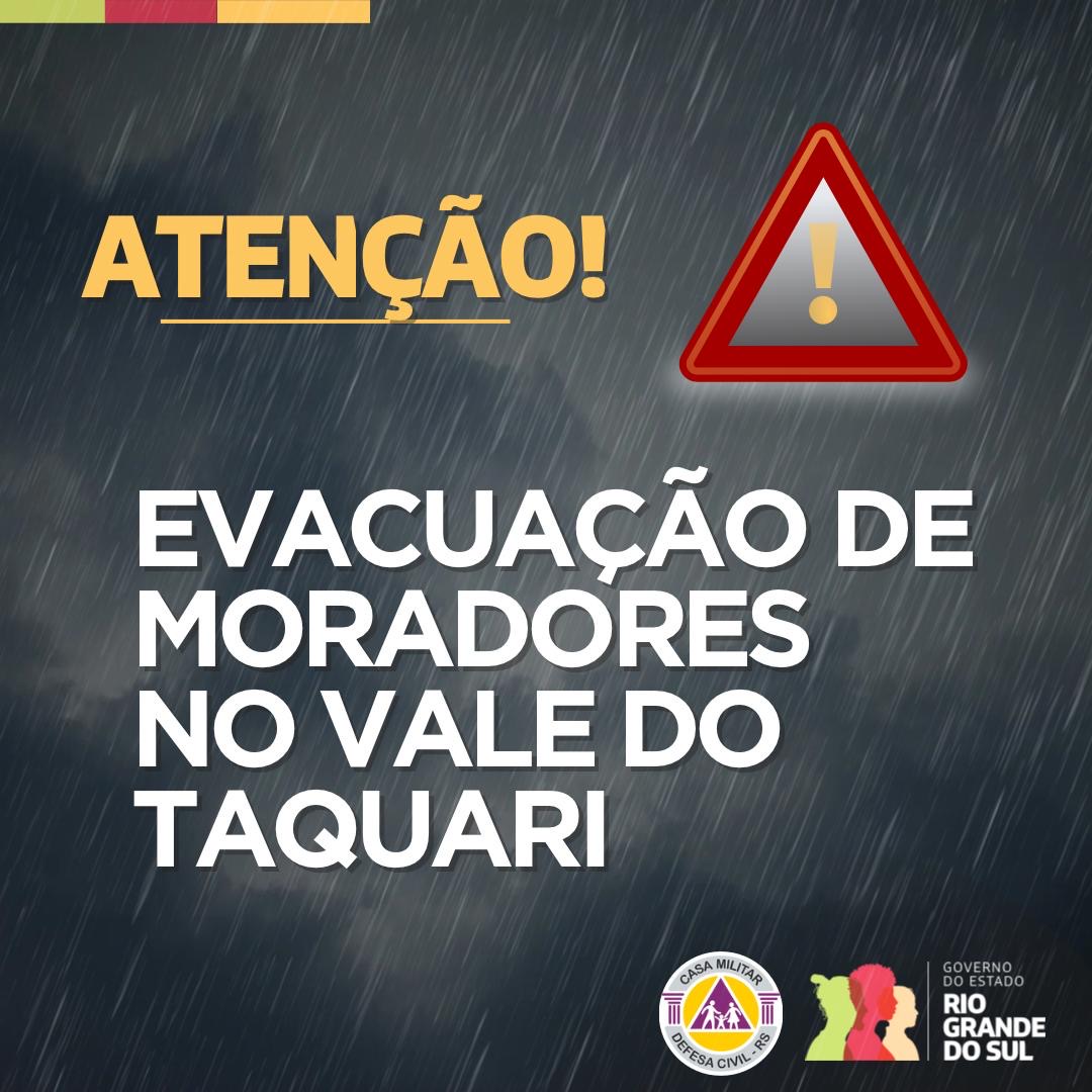 Defesa Civil pede que moradores evacuem suas residências. Ordem Expressa, para moradores que estão em área de risco, para saírem de imediato